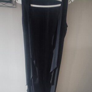 Long Sheer Black Duster Vest Camino Large Slit Slanted Angled Sides Cape Med